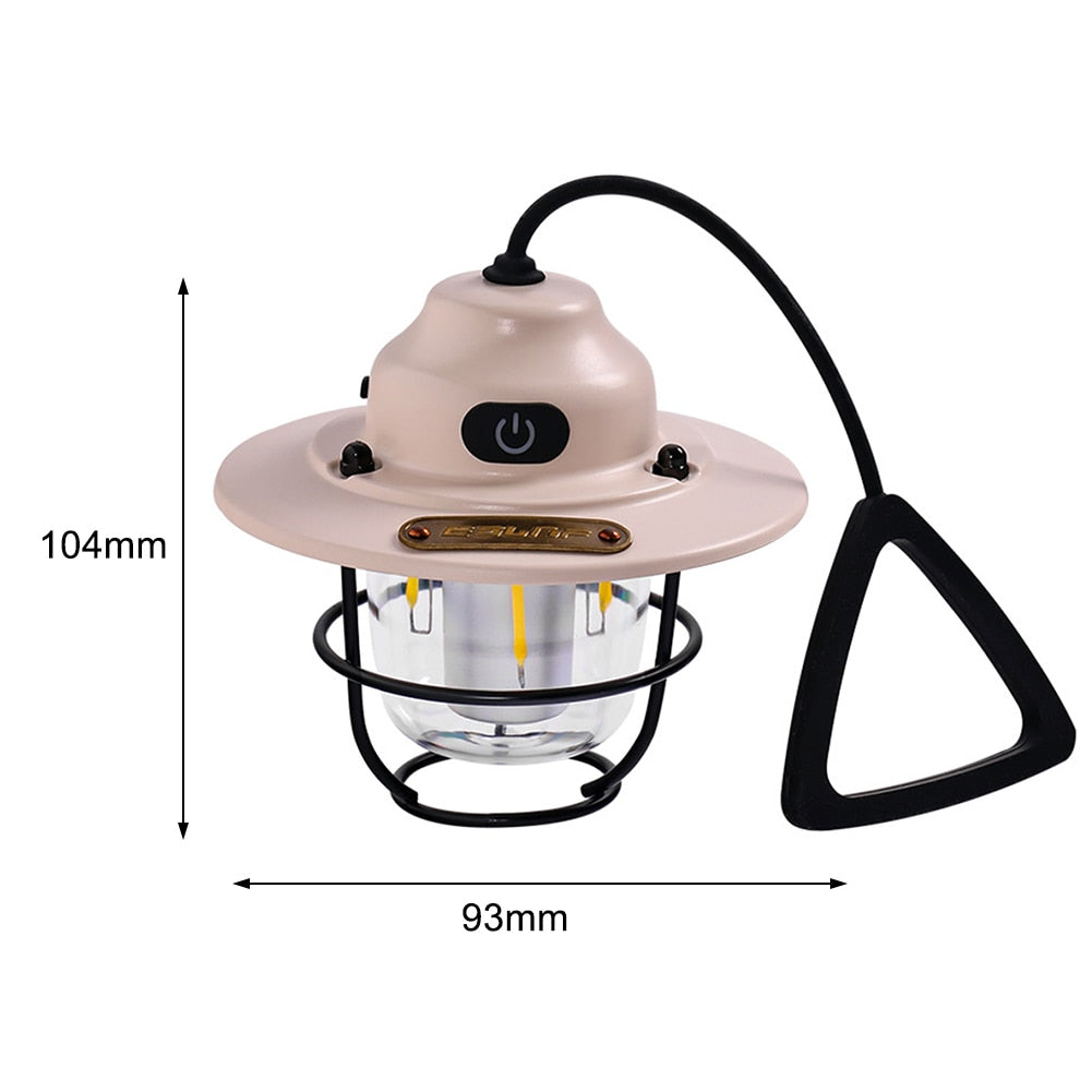 Retro Dimmable LED Waterproof Camping Lantern with USB Port To Charge Devices 4500mAH Battery Emergency Light Rechargeable