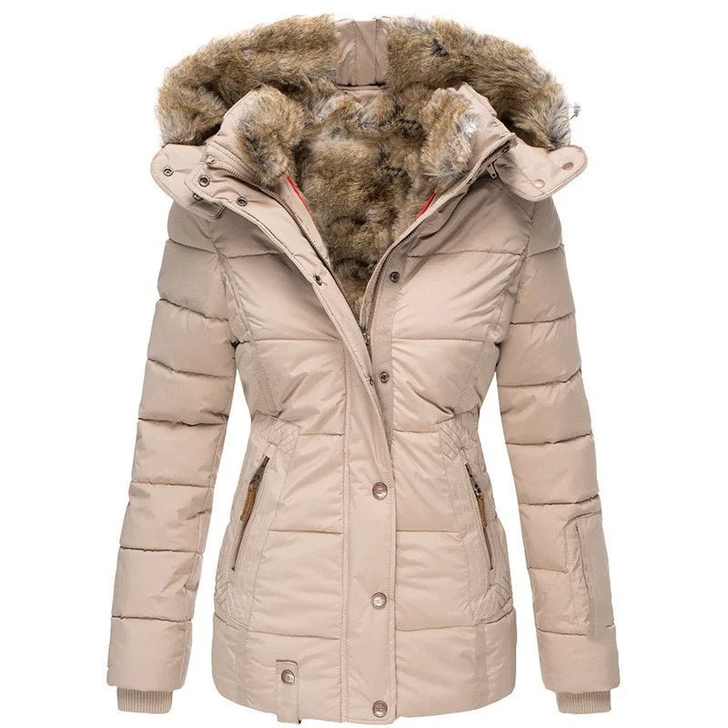 Women’s Slim Fit Fleece Lined Parka Jacket | Warm Winter Coat with Generous Hood and Functional Pockets