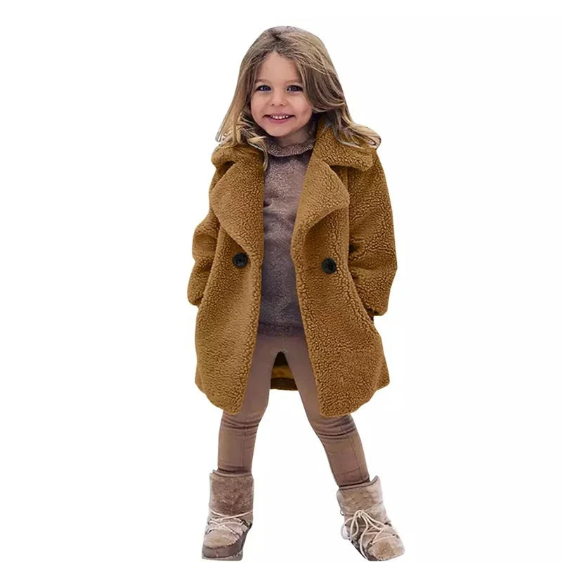 Cozy Lamb's Wool Winter Jacket for Boys and Girls | Fleece Single-Breasted Coats for Kids | Stylish Outerwear for Ages 2-8