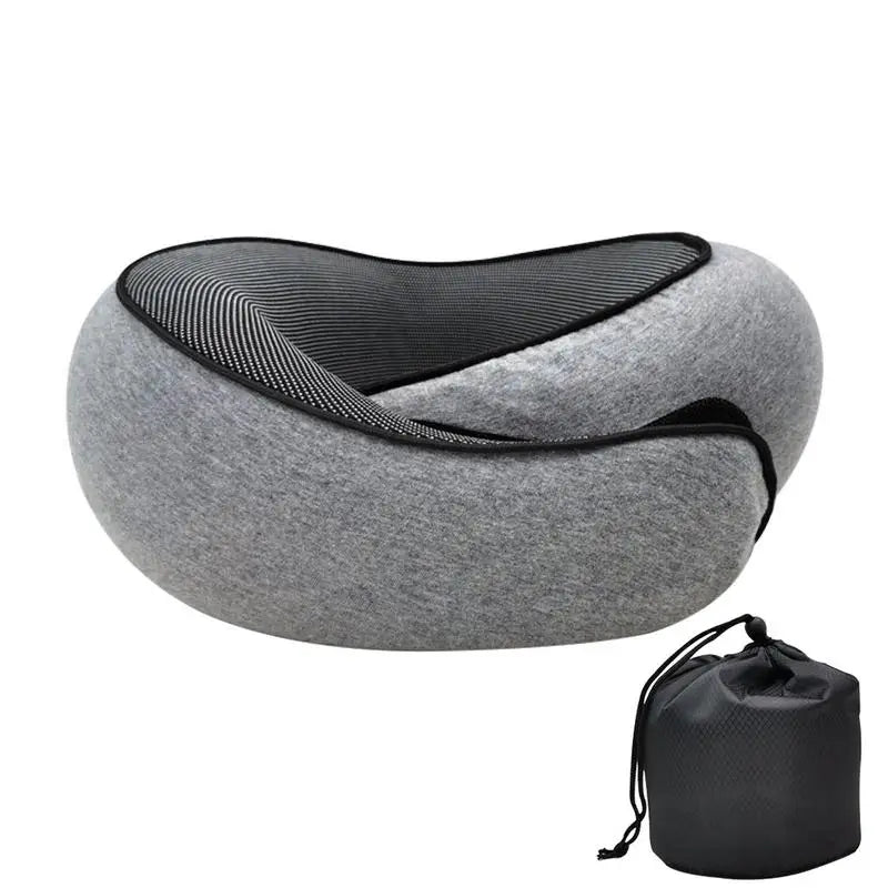 Memory Foam Travel Pillow for Neck Support and Comfort - Ergonomic Design for Airplane Travel and Camping - Includes Carry Bag