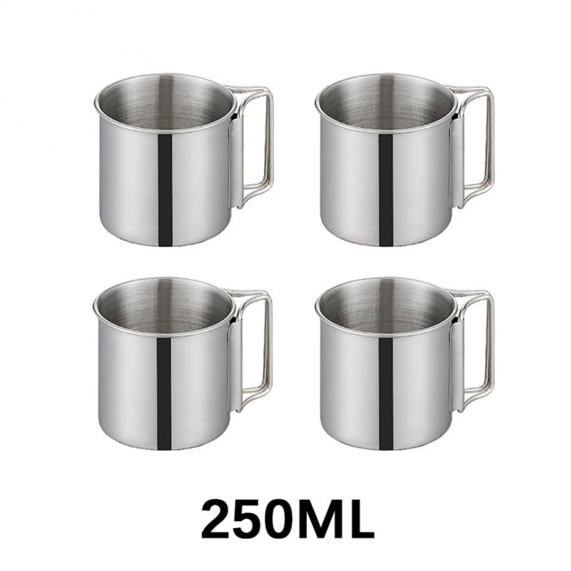 Stainless Steel Titanium Camping Mug - Durable and Portable - Hollow Bevel Handle for Safe and Comfortable Grip - 250ML 350ML or 500ML Sizes - Ideal for Camping Hiking and Picnicking