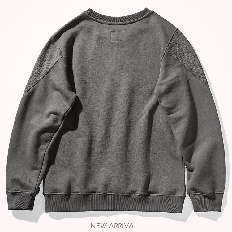 Men's Heavyweight Cotton Pullover Sweater | Autumn Round Neck Casual Top