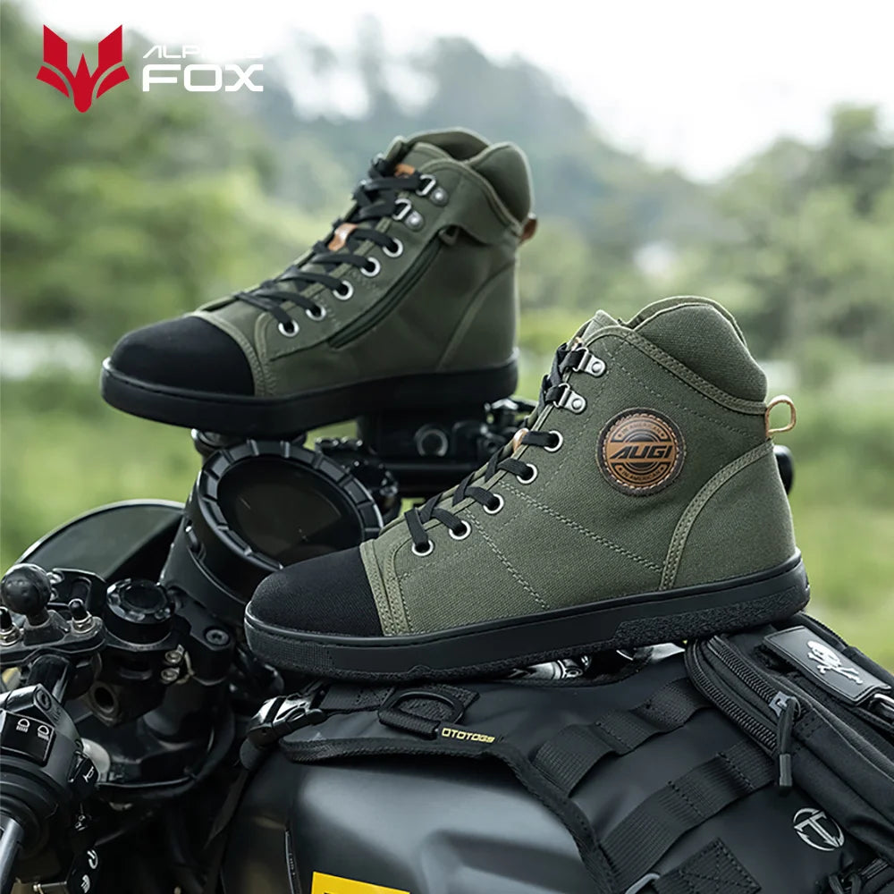 ALPINES FOX Breathable Non-Slip Motorcycle Boots for Men and Women | Protective Biker Shoes | Casual Sneakers