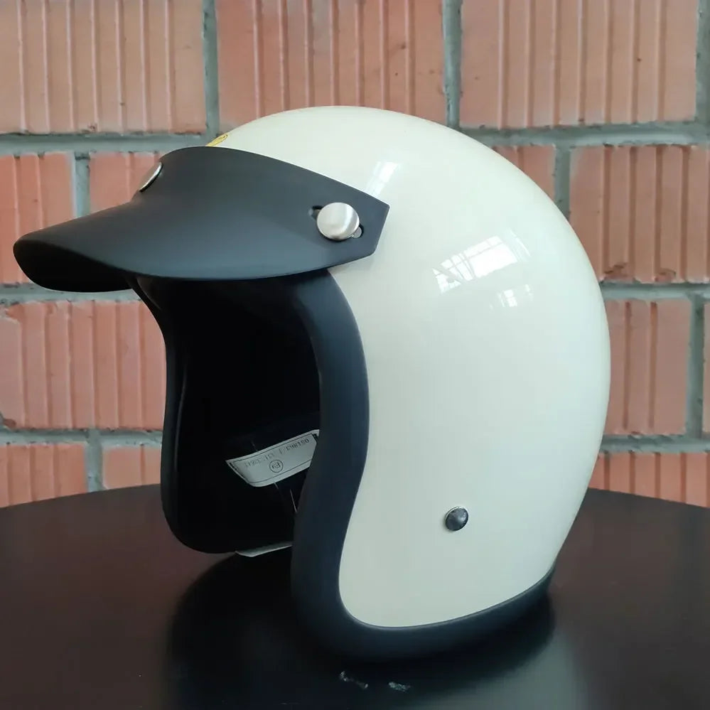 TT&CO Vintage 3/4 Motorcycle Helmet with Bluetooth - DOT & ECE Certified - Lightweight Fiberglass Open Face Helmet