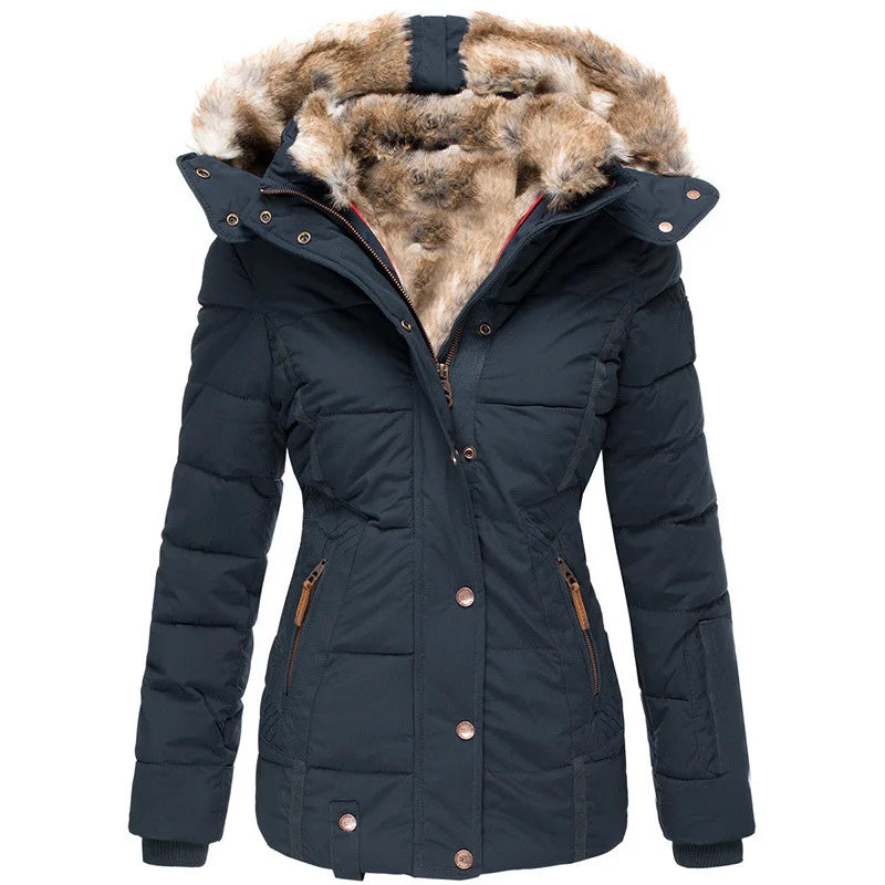 Women’s Slim Fit Fleece Lined Parka Jacket | Warm Winter Coat with Generous Hood and Functional Pockets