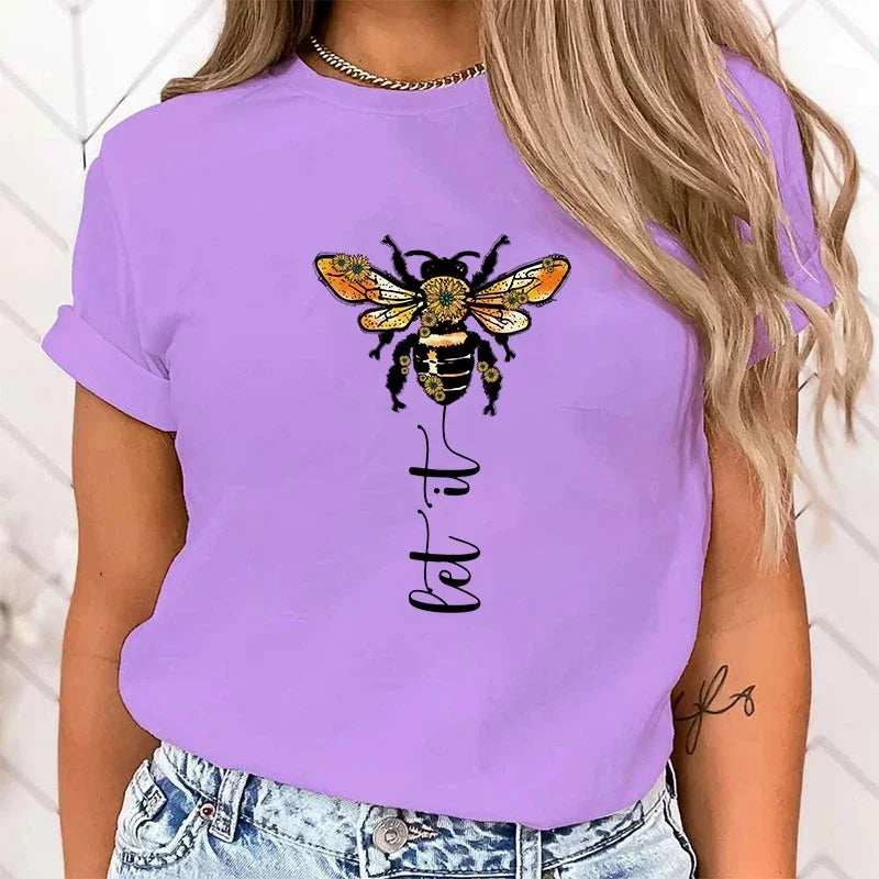 Stylish Let It Bee Print T-Shirt for Women - High Quality Casual Tee - Available in Multiple Colors