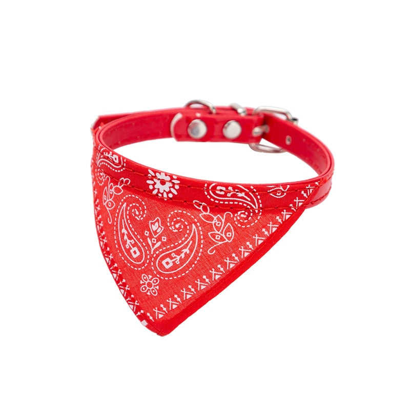 Floral Print Adjustable Pet Collar Bandana Scarf - Stylish and Durable Accessory for Pets