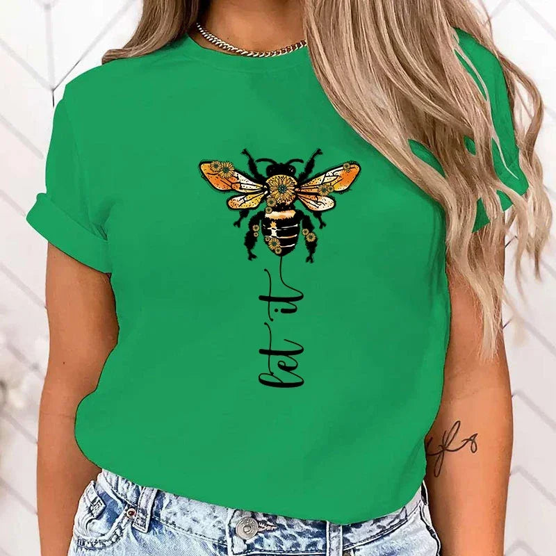 Stylish Let It Bee Print T-Shirt for Women - High Quality Casual Tee - Available in Multiple Colors