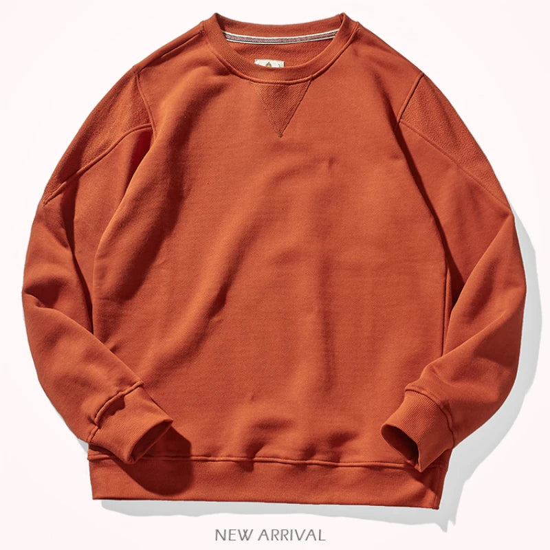 Men's Heavyweight Cotton Pullover Sweater | Autumn Round Neck Casual Top