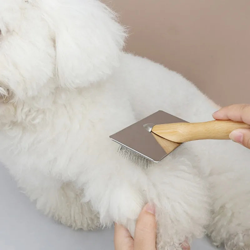 Eco-Friendly Bamboo Dog Comb and Cat Grooming Brush | Stainless Steel Knot Remover and Massage Tool for Dogs and Cats