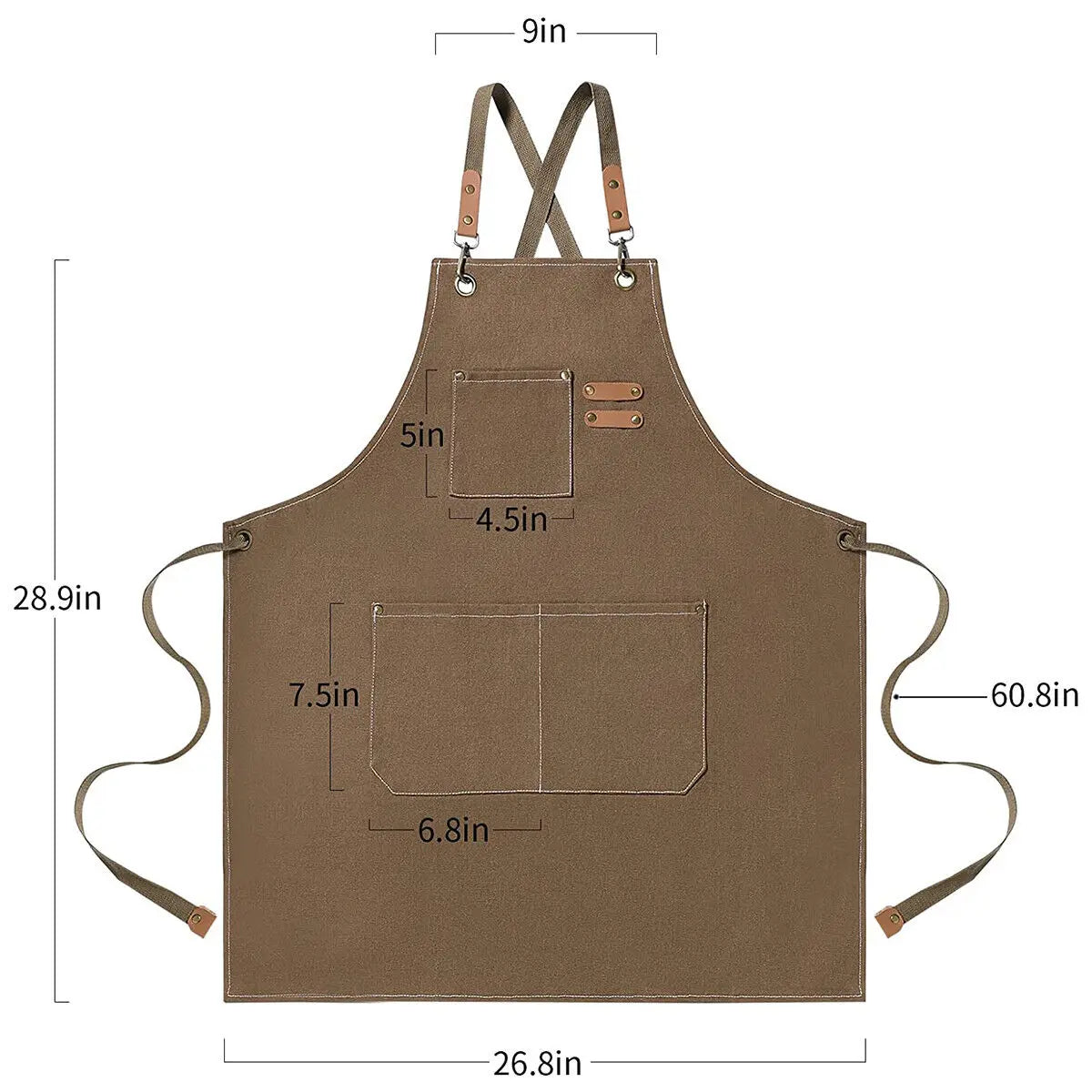 Premium Canvas Denim Bib Apron for Men and Women - Heavy Duty Kitchen and Workshop Apron with Waterproof Protection