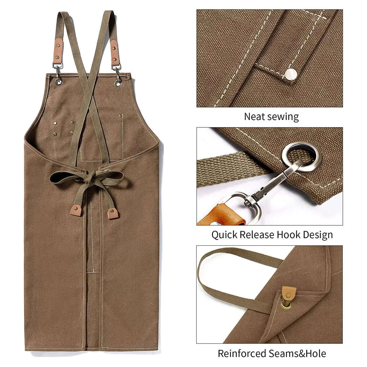 Premium Canvas Denim Bib Apron for Men and Women - Heavy Duty Kitchen and Workshop Apron with Waterproof Protection