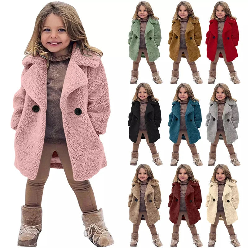 Cozy Lamb's Wool Winter Jacket for Boys and Girls | Fleece Single-Breasted Coats for Kids | Stylish Outerwear for Ages 2-8