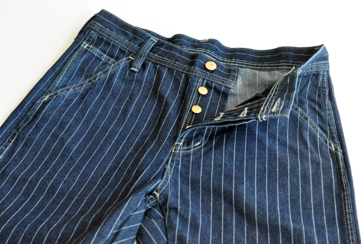 Men's Slim Fit Jeans with Striped Design and Button Fly Closure - Vintage Inspired High Quality Denim Jeans