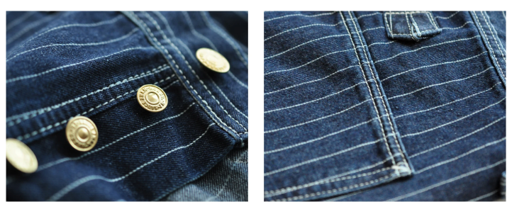 Men's Slim Fit Jeans with Striped Design and Button Fly Closure - Vintage Inspired High Quality Denim Jeans