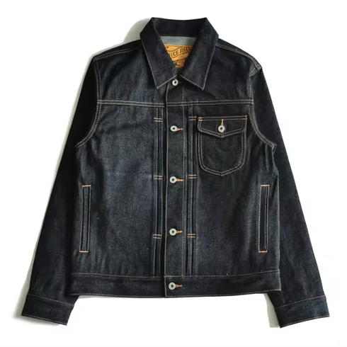 Men's Lightweight 18oz Selvedge Denim Jacket with Pocket - Breathable & Durable Casual Outerwear