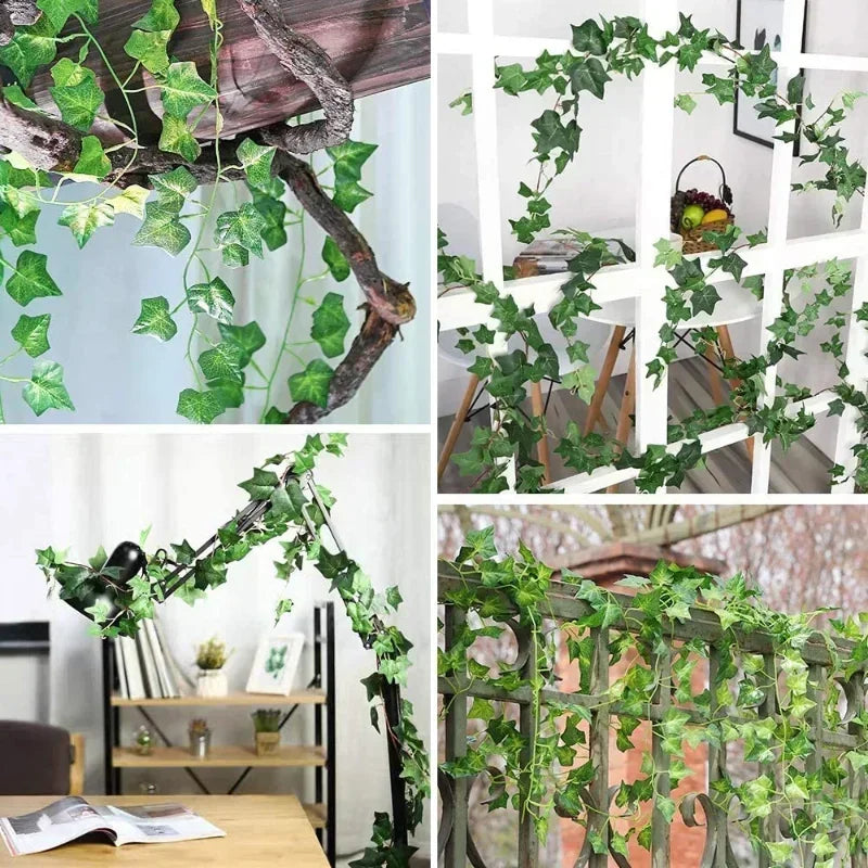 Nature-Inspired Decor - Artificial Ivy Wall Garland with 72 Leaves and LED Lights for Home - Office - Event Decoration