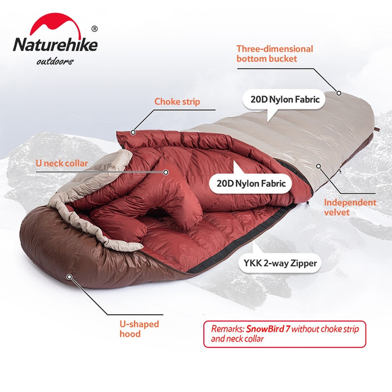 Naturehike Snowbird Mummy Down Ultralight Sleeping Bag - 3 Season Camping Gear with Duck Down Insulation