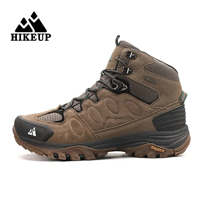 HIKEUP High-Top Men's Hiking Boots - Waterproof Suede Trekking Boots with Non-Slip Outsole - Breathable Lining and Supportive Fit for Outdoor Adventures - Perfect for Men's Casual and Sports Wear