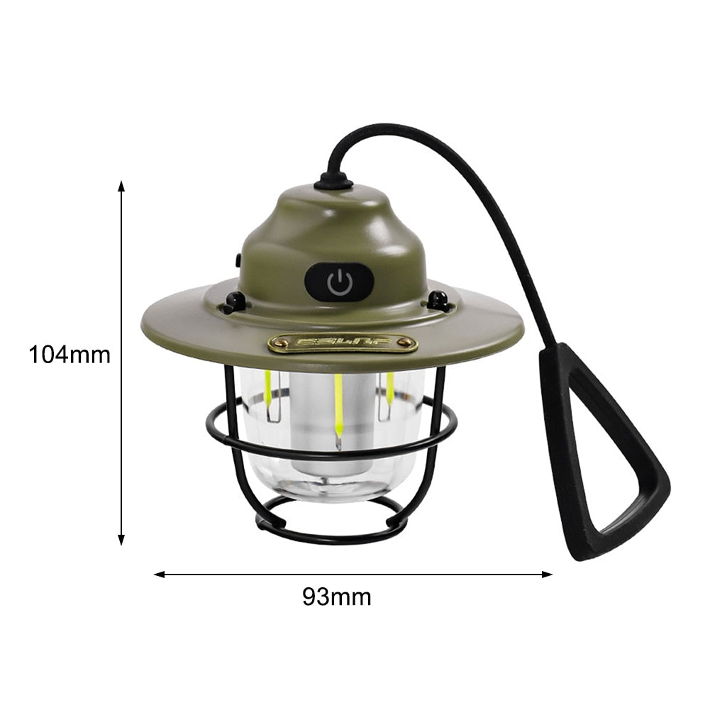 Retro Dimmable LED Waterproof Camping Lantern with USB Port To Charge Devices 4500mAH Battery Emergency Light Rechargeable