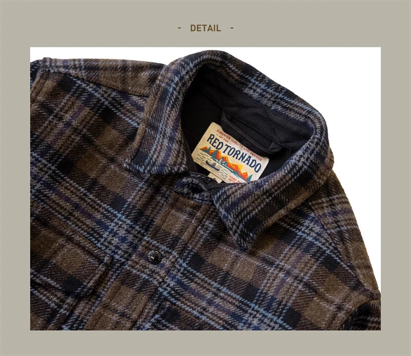 Men's Red Tornado Lined Plaid Jac-Shirt for Casual Autumn & Winter Wear