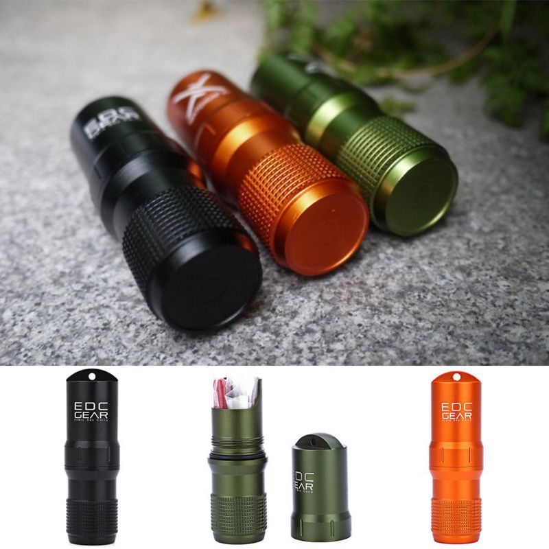 Waterproof Steel-Bonded Tungsten Carbide Sealed Storage Container 9.3cm Length 2.4cm Inside Diameter Black Green Orange