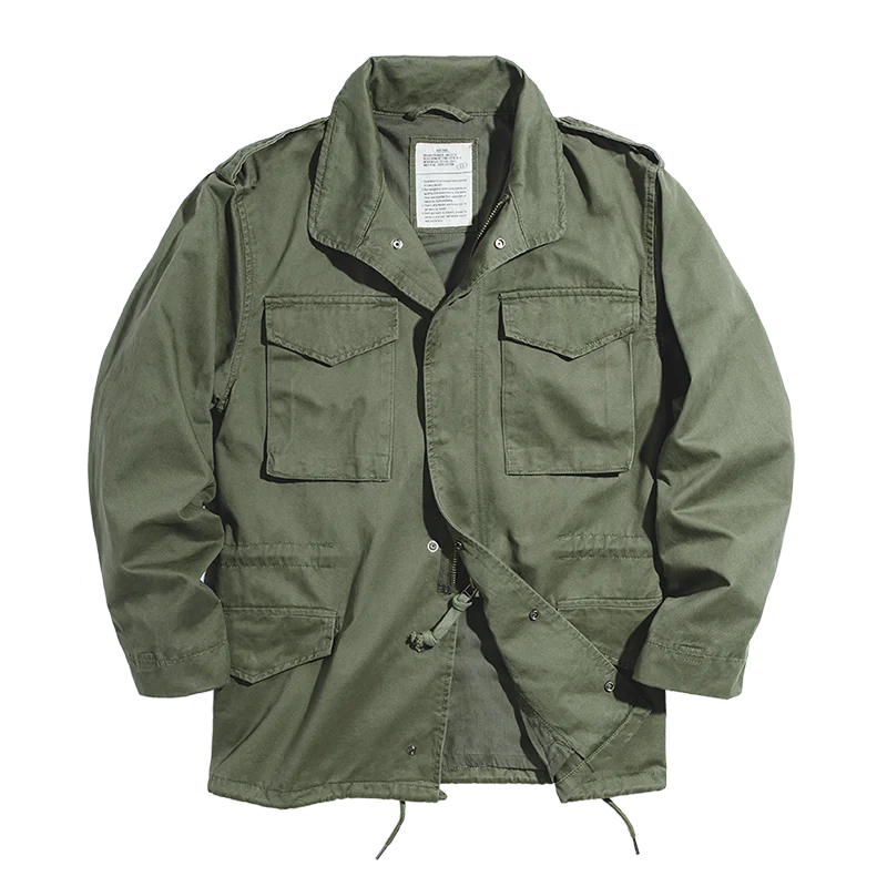 Men's Maden Vintage Oversized Green M65 Windbreaker Jacket - Retro Loose Overcoat - Durable 100% Cotton Military Style Coat