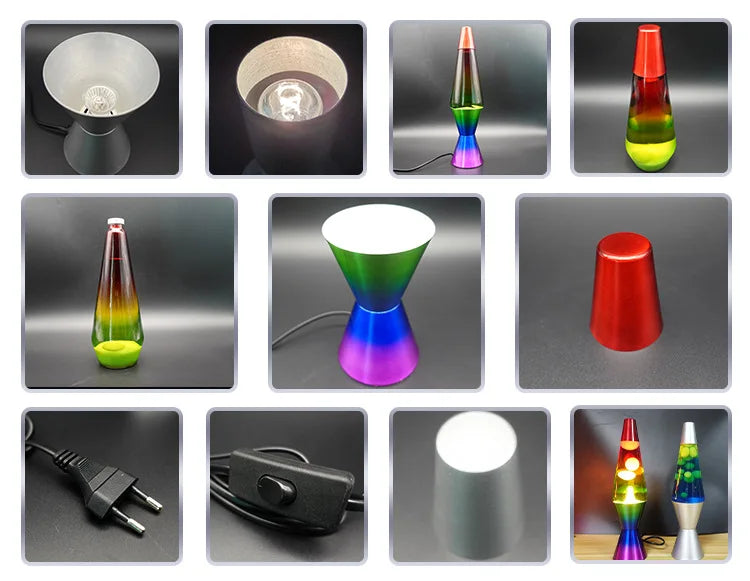 Lava Lamp Table Lamp with High-Quality Glass Bottle and LED Lighting