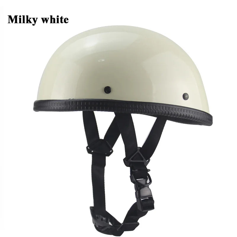 Classic Open Face Motorcycle Helmet - Soft Liner - Quick Release Buckle - DOT Approved - Half Face Safety Helmet