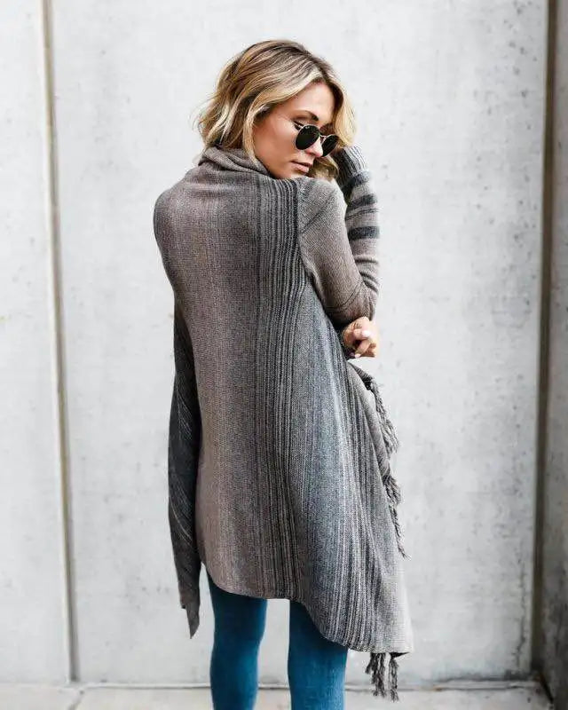 Women's Long-Sleeve Poncho Overcoat | Cozy Autumn Winter Casual Sweater