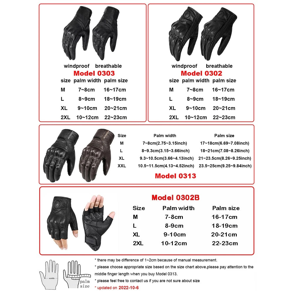 MOTOWOLF Unisex Real Leather Motorcycle Gloves Waterproof Windproof Breathable Touchscreen Year-round Use