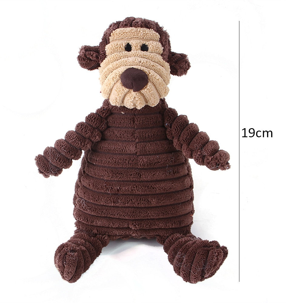 Bite-resistant Corduroy Plush Animal Dog Toy with Squeaker