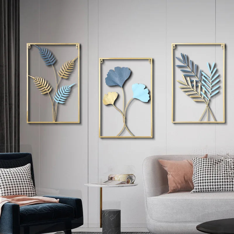 Morandi Color Leaf Metal Wall Hanging Art - Elegant Modern Home Decor