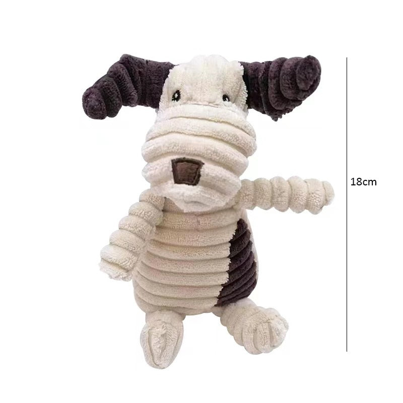 Bite-resistant Corduroy Plush Animal Dog Toy with Squeaker