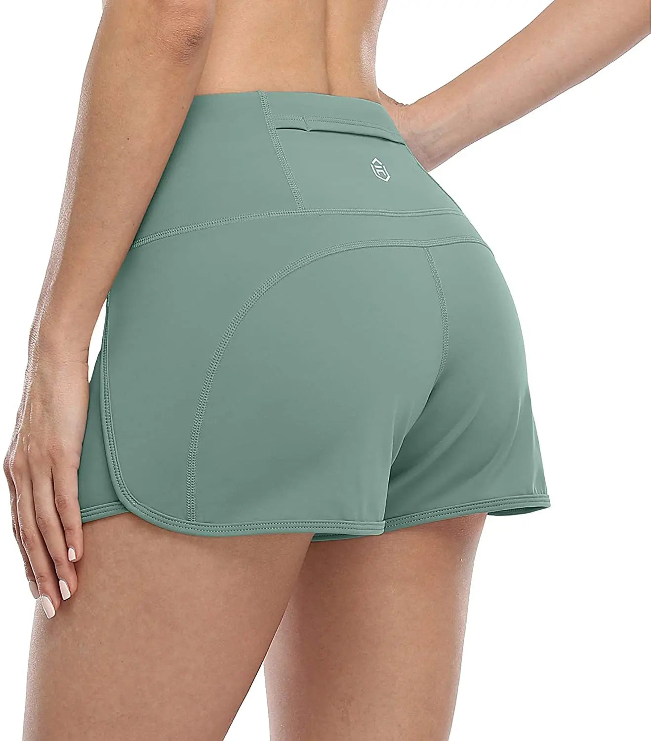 Women's Athletic Shorts for Yoga - Running - Jogging - Gym - Fitness - Mid-Waist - Soft - Breathable - Back Pockets - Sports Shorts