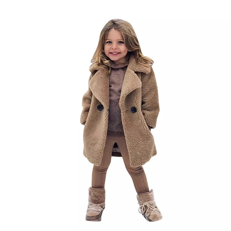 Cozy Lamb's Wool Winter Jacket for Boys and Girls | Fleece Single-Breasted Coats for Kids | Stylish Outerwear for Ages 2-8