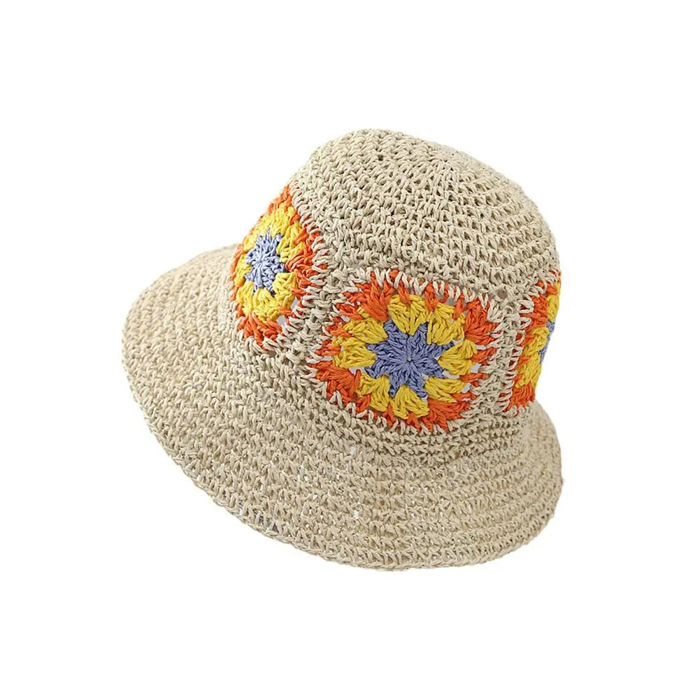 Women's Braided Flower Sun Hat - Stylish Sun Protection Fisherman Bucket Hat