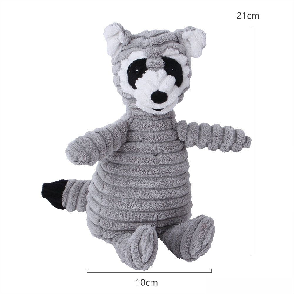 Bite-resistant Corduroy Plush Animal Dog Toy with Squeaker