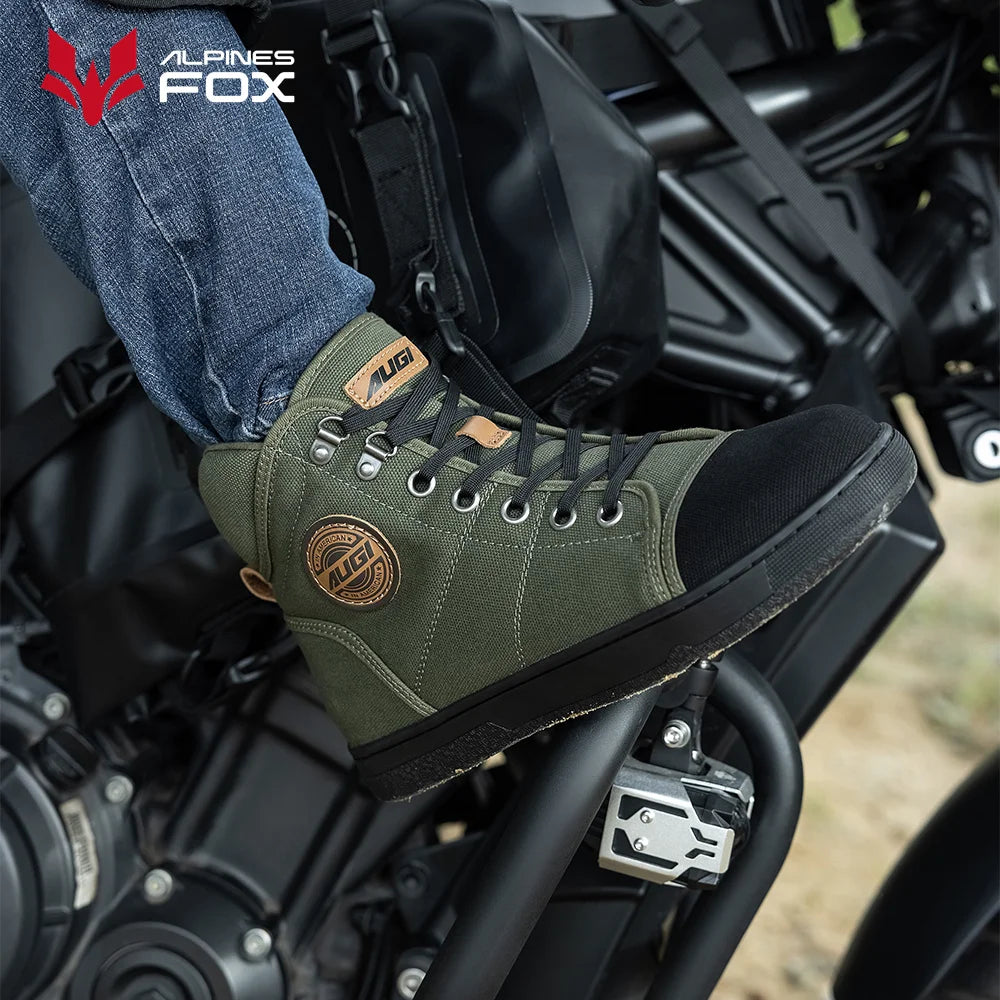 ALPINES FOX Breathable Non-Slip Motorcycle Boots for Men and Women | Protective Biker Shoes | Casual Sneakers