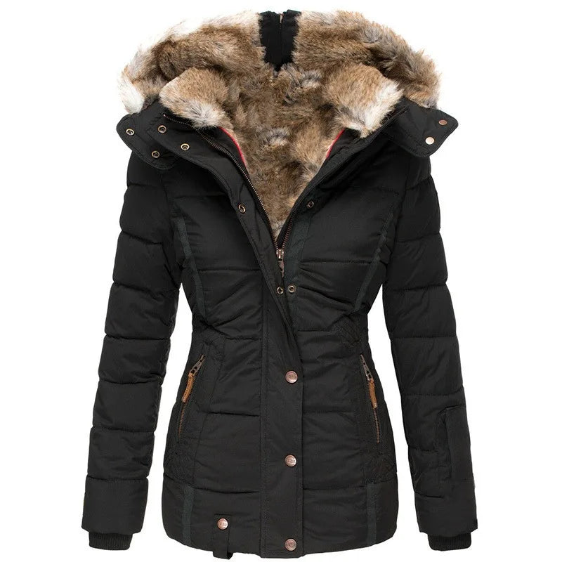 Women’s Slim Fit Fleece Lined Parka Jacket | Warm Winter Coat with Generous Hood and Functional Pockets