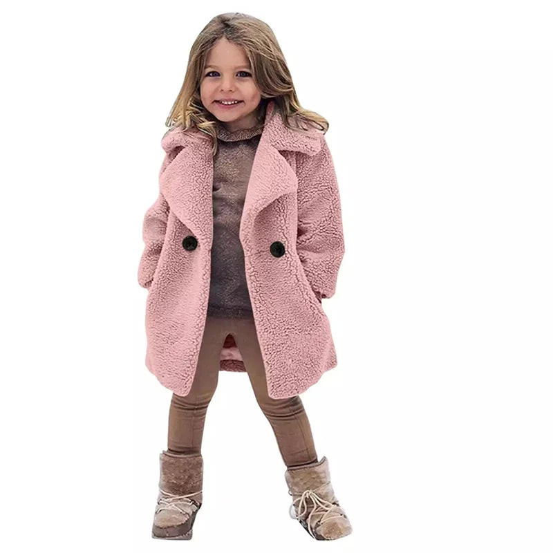 Cozy Lamb's Wool Winter Jacket for Boys and Girls | Fleece Single-Breasted Coats for Kids | Stylish Outerwear for Ages 2-8