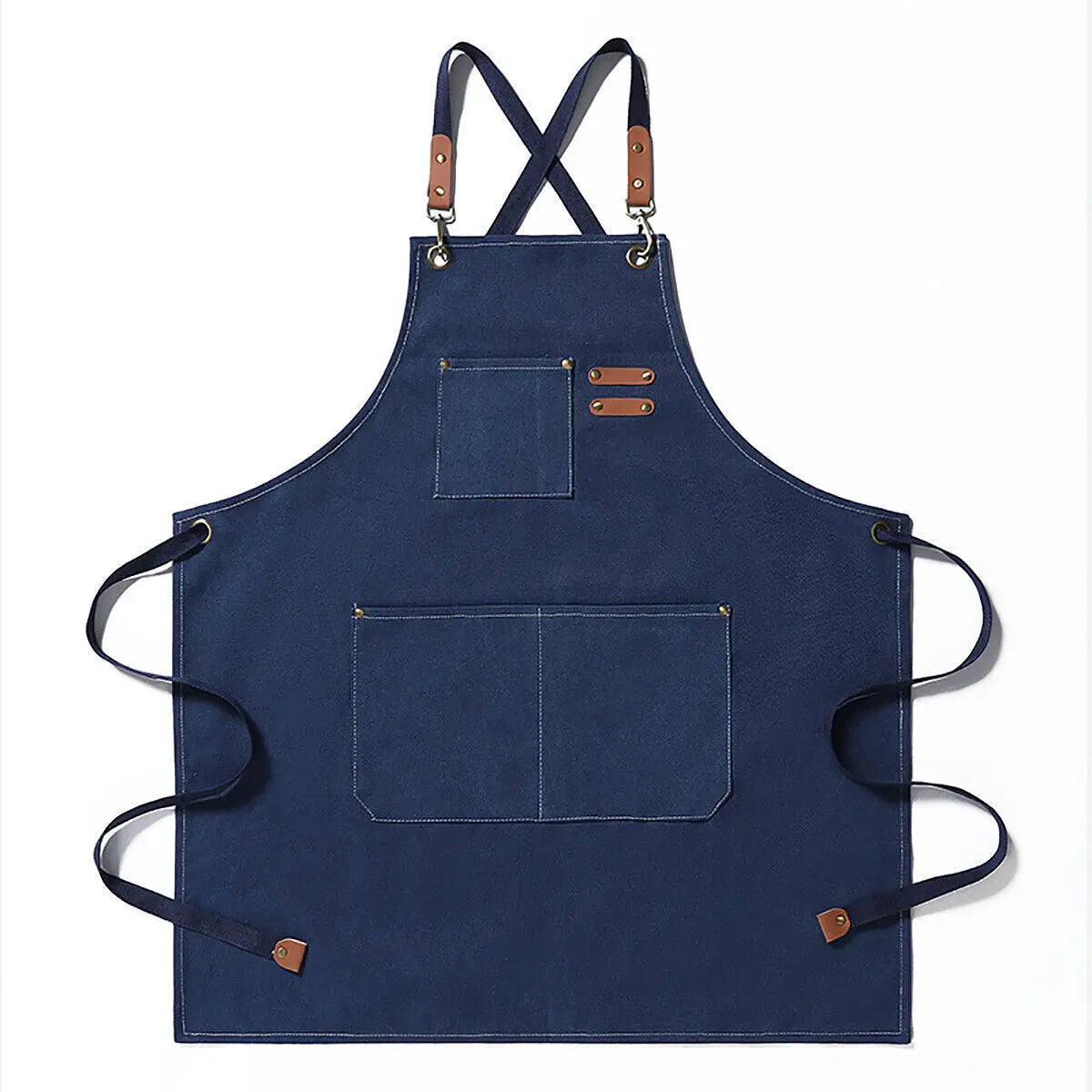 Premium Canvas Denim Bib Apron for Men and Women - Heavy Duty Kitchen and Workshop Apron with Waterproof Protection