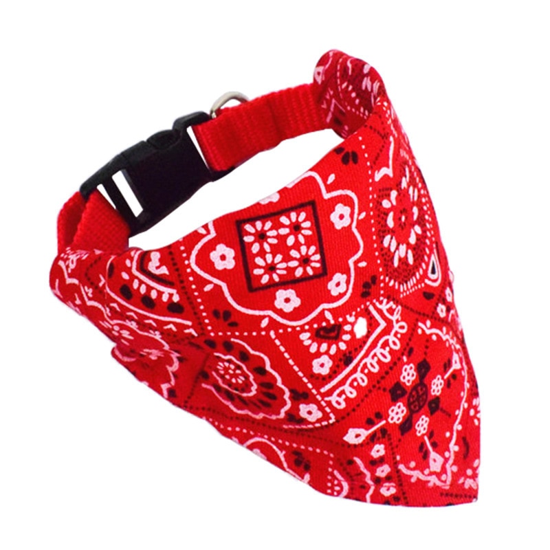 Floral Print Adjustable Pet Collar Bandana Scarf - Stylish and Durable Accessory for Pets