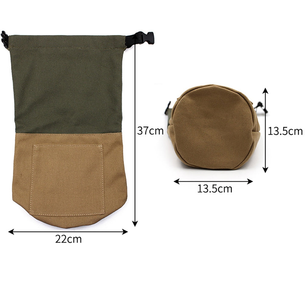 Canvas Kerosene Lamp Pouch with Pockets - Durable Storage Solution for Outdoor Adventures