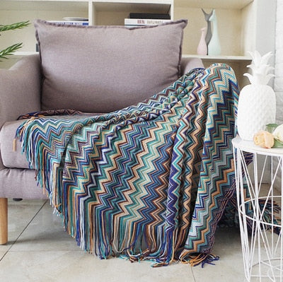 Retro Aztec Lightweight Blanket - Colorfast Polyester and Cotton Blend for Durability