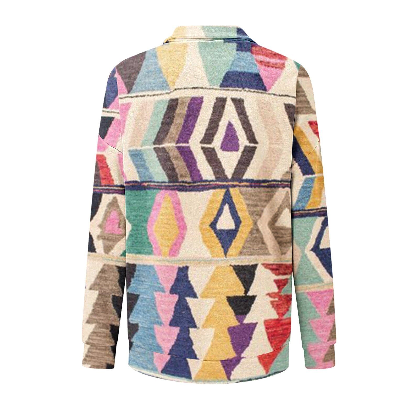 Women's Vintage Geometric Print Aztec Pullover Hoodie - Retro Style Lightweight Polyester Sweatshirt