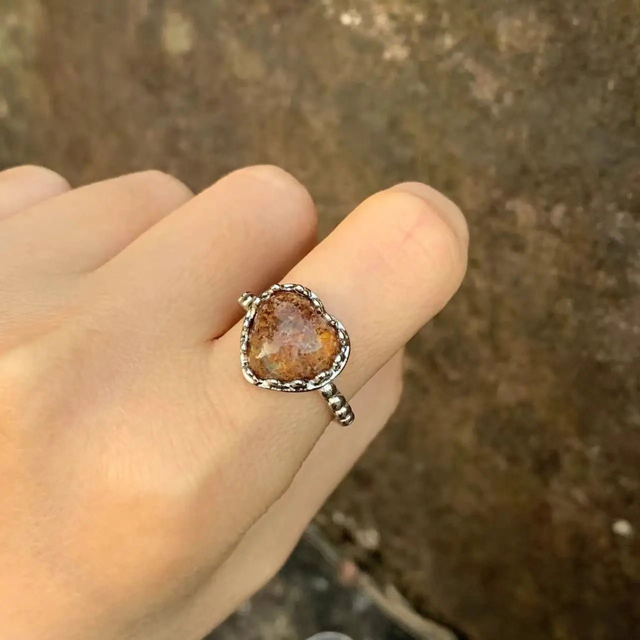 Natural Elegance: Phantom Quartz Ring with Copper Base - Silver Plating and Gold Accents - Handcrafted Jewelry for Women