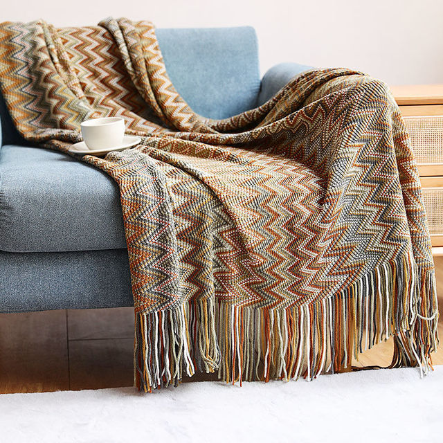 Retro Aztec Lightweight Blanket - Colorfast Polyester and Cotton Blend for Durability