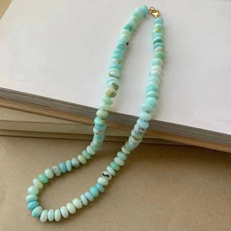 Hand Braided Rope Knots Chalcedony Lapis Lazuli Amazonite Mix & Match Unisex Necklace - Natural Semi-Precious Stones with 18K Real Gold Plating