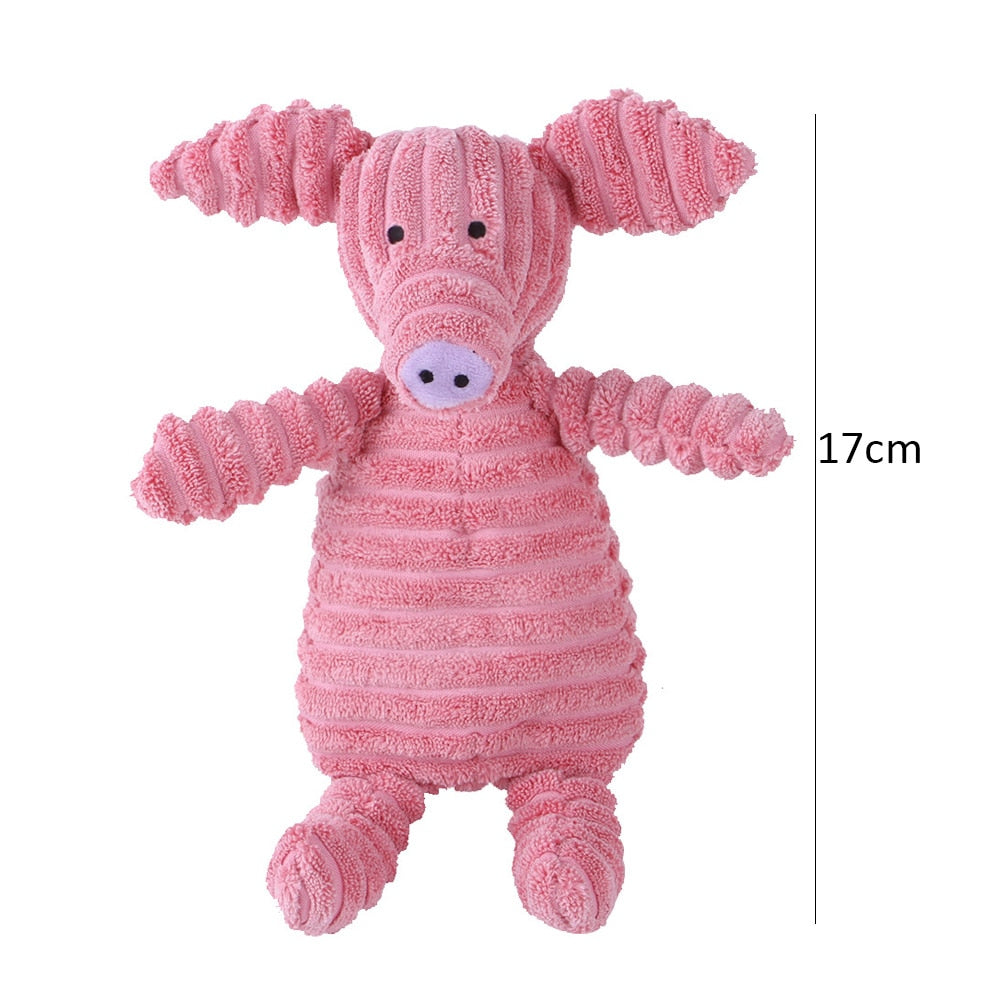 Bite-resistant Corduroy Plush Animal Dog Toy with Squeaker